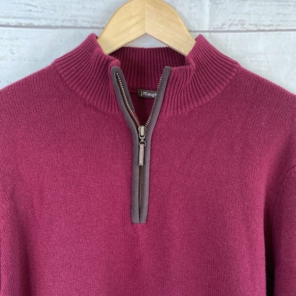 J. McLaughlin L Tate Cashmere Sweater Burgundy 1/4 Zip Knit Men Holiday $495 - Picture 8 of 9